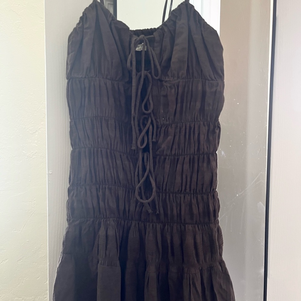 Brown Mini Ruched Dress - Picture 6 of 6